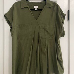 EUC Ava & Viv Target Cap Sleeve Pocket Army Green Tunic Top